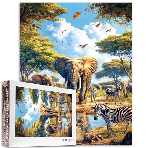 Wildlife World Puzzle für Erwachsene, 50 × 70 cm, Tier-Dschungel-Puzzle, afrikanische Savanne, herausfordernde Familienaktivitäten, bunte DIY-Handarbeit, Bastelpuzzle für Heimdekoration, Geschenke von Aihonmin