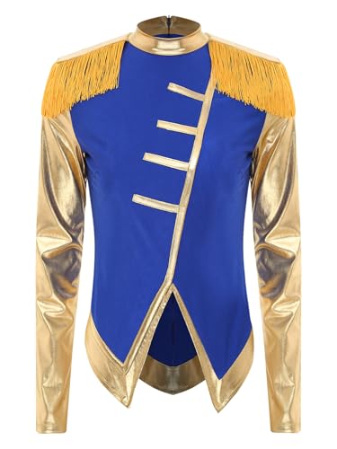 Aiihoo Damen Zirkusdirektor Kostüm Ringmaster Kostüm Langarm Metallic Jacke Mantel Smoking Jacke Showman Uniform Halloween Kostüm Karneval Party Königsblau S von Aiihoo