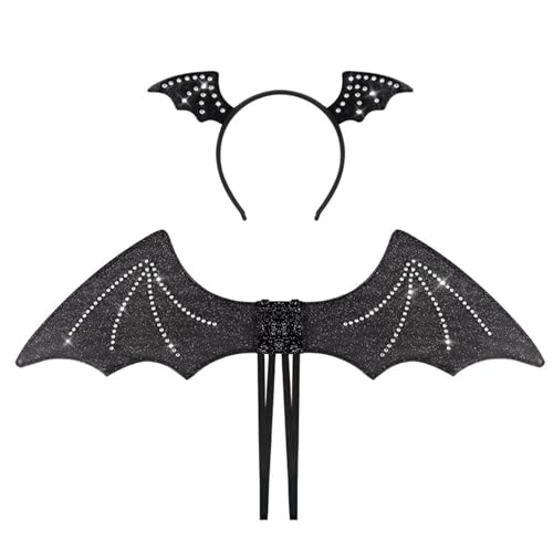 Ailan Cosplay Party Essential Fledermaus Requisiten Stirnband Set für gruseligen Look. Haar Stirnband Set mit gebohrtem Fledermaus Requisiten Stoff von Ailan