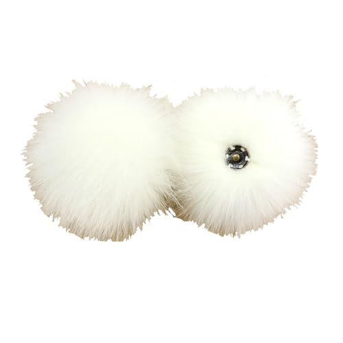 Ailan Kunstpelzbommel, gute als Geschenk für Heimwerker, einzigartiger und flexibler Plüschbommelball für Hüte, Schals, Handschuhe, Taschen , Weiß von Ailan