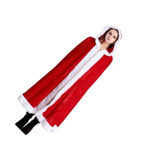 Ailan Weihnachtsmann Umhang mit Kapuze, breite Applikation, aus Polyester, angenehm zu tragen, weihnachtliches Thema, Elegante, schöne Geschenke, rot 1.5m von Ailan