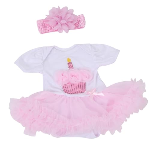 Schönes Babypuppenkleid, Kleidungszubehör, Rosa Spitzenkante, Kerzenförmiges Muster, Exquisite Verarbeitung für 20-22-Zoll-Puppen, Kindersimulationspuppe von Ailgely