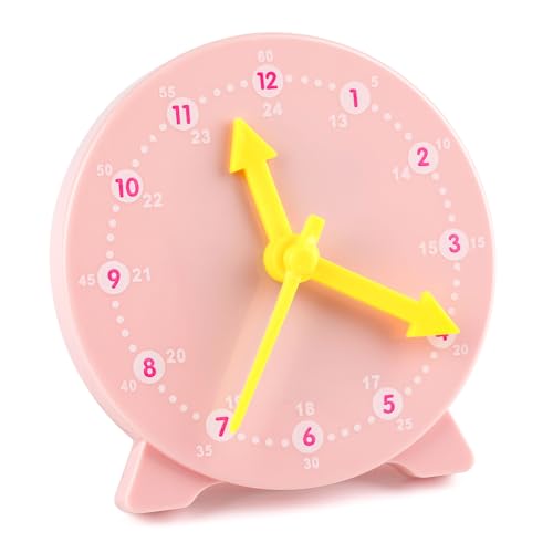 Ailvor Lernuhr Kinder, Student Learning Clock, Lernspiel Uhr Demonstrationsuhrmodell, Lernuhr Grundschule, Lehr Vorführspielzeug für Hilfe Kinder Lern (rosa) von Ailvor