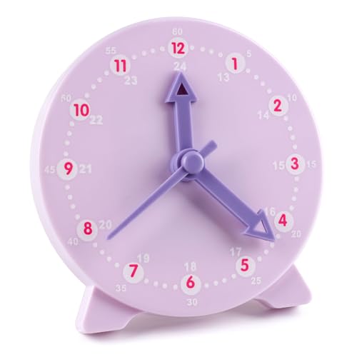 Lernuhr Kinder, Student Learning Clock, Lernspiel Uhr Demonstrationsuhrmodell, Lernuhr Grundschule, Lehr Vorführspielzeug für Hilfe Kinder Lern (lila) von Ailvor