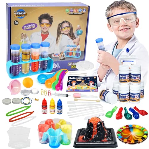 56 Wissenschaft Experimente Kit für Kinder - STEM Aktivitäten Spielzeug für Jungen Mädchen Chemie Set, Kristalle Züchten,Vulkan Spielzeug, Weihnachten Geschenk Spielzeug für Kinder ab 4-6-8-12 Jahre von Aimiffy