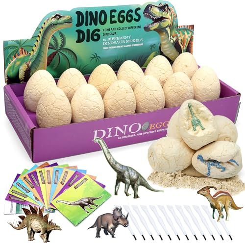 Dinosaurier Eier Ausgrabung Dig Kit-Dino Eier mit 12 Dinosaurier innen, Dinosaurier Spielzeug für Kinder 5-7, Geburtstag, Ostern Jungen für Mädchen Alter 3-10. von Aimiffy