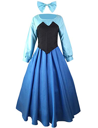 Ainiel Damen The Little Mermaid Ariel Cosplay Kleid Prinzessin Party Ballkleid Kostüm - Blau - Mittel von Ainiel