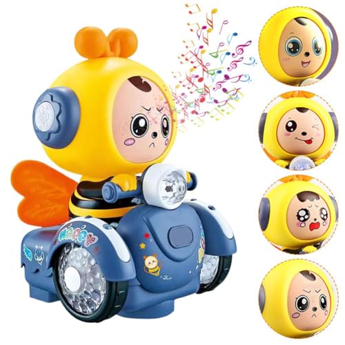 Ainiupi Cartoon Elektrische Honigbiene Fahrzeug Auto Spielzeug ändern Gesicht spielen Musik schillerndes Licht Automatisches Fahren Baby Kleinkind Kinder Geburtstagsgeschenke von Ainiupi