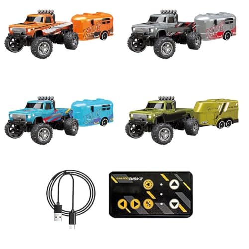 Ainiupi Mini RC Monster Truck, Maßstab 1:64 Monster Truck Ferngesteuertes Auto mit Lichtern, 2,4 GHz Fernbedienung, Mini Legierung Monster Truck Rc, Geschwindigkeit/Lenkung Einstellbar von Ainiupi