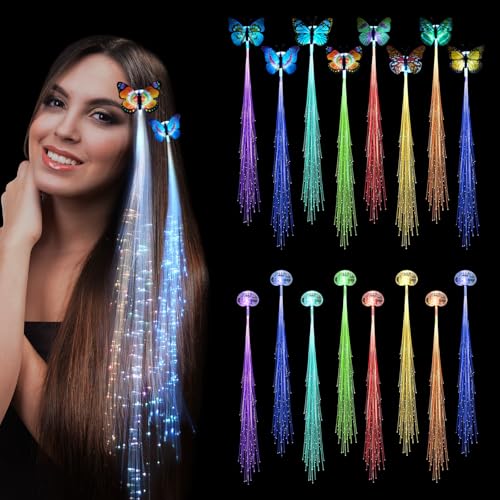 Ainiv 16 Stück LED Haarschmuck, LED Haar Barrettes, Blinklicht Haare Haarspangen Leuchten Spielzeug, Haarclips Leuchtend, LED Haare Haarspangen für Hochzeit, Weihnachten, Halloween Party von Ainiv