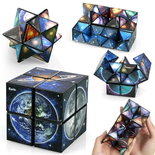 Ainiv 2 in 1 Magic Cube, Sternenklarer Himmel Zauberwürfel Infinity, Stressabbau Spielzeug, Puzzle Zauberwürfel Cubes, 3D Puzzle Würfel Geschenkideen Anti Stress Würfel IQ Puzzle für Kinder Erwachsene von Ainiv