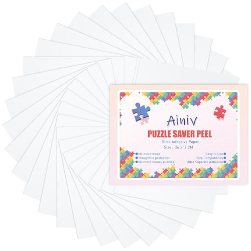 Ainiv Folie Puzzle Kleber Transparent, 32 Stück (19 * 26cm) Puzzle Saver Folie Selbstklebend, Ultra-Haftung Puzzle Klebefolie, Super Puzzlekleber - Optimal für 4 x 1000 Teile oder 8 x 500 Teile Ainiv Folie Puzzle Kleber Transparent, 32 Stück (19 * 26cm) Puzzle Saver Folie Selbstklebend, Ultra-Haftung Puzzle Klebefolie, Super Puzzlekleber - Optimal für 4 x 1000 Teile oder 8 x 500 Teile von Ainiv