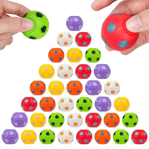 Ainiv 36PCS Fußball Fingerspitzen Spielzeug, 3,5cm Fußball Spinner Toys, Fidget Spinner Ball für Party Gefälligkeiten, Klassenzimmer Preise, Sensorisches Spinnendes Spielzeug für Kinder und Erwachsene von Ainiv