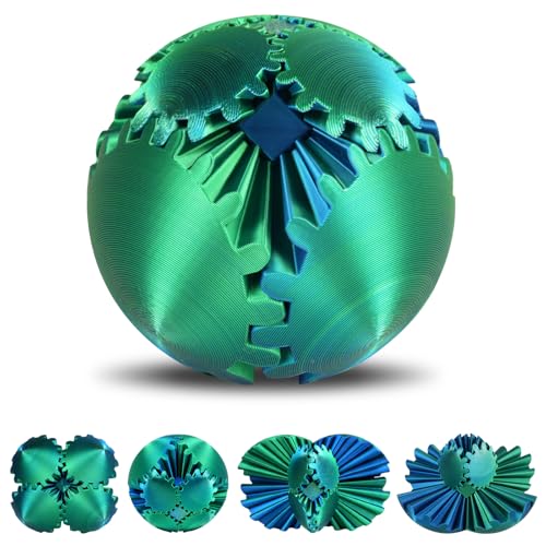 Ainiv 3D Gear Ball, 3D-Gedruckter Zahnradball, Gear Sphere Das Steampunk Whirling Wonder Fidget Zahnradball, Anti Stress Spielzeug, Stressabbau-Geschenk für Kinder und Freunde (blau und grün) von Ainiv