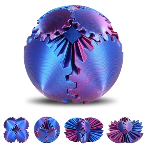 Ainiv 3D Gear Ball, 3D-Gedruckter Zahnradball, Gear Sphere Das Steampunk Whirling Wonder Fidget Zahnradball, Anti Stress Spielzeug, Stressabbau-Geschenk für Kinder und Freunde (rot und blau) von Ainiv