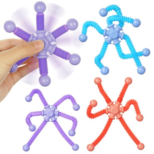 Ainiv 4 Stück Fingertip Toy, Sensorisches Teleskop Spielzeug, Sensorische Fidget-Spinner, Transformierbare Telescopic Spinner Kreisel Stressabbau Spielzeug, Geschenk Für Kinder Und Erwachsene von Ainiv