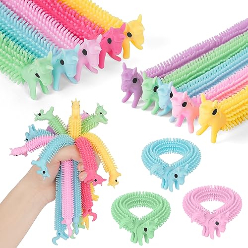 Ainiv Einhorn Stretchy String Spielzeug, 10er Pack Stressabbau Spielzeug Squeeze, Stretchy Strings Sensorische Fidget Spielzeug für Kinder & Erwachsene mit Autismus und ADHD Therapie von Ainiv