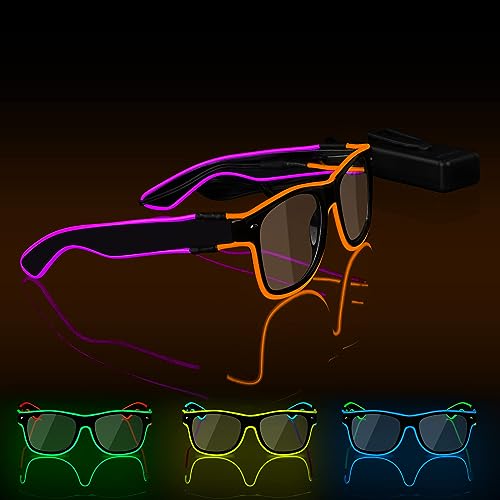 Ainiv LED Brille, Leuchten Brille, Verdrahtet Neon Rave Brille, Flashing LED Sonnenbrille Kostüme, Flashing LED brillen, Led Glasses, Partybrille, Party Led Brille für Party, EDM, Halloween von Ainiv