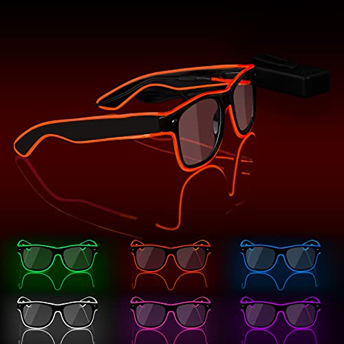 Ainiv LED Brille, Leuchten Brille, Verdrahtet Neon Rave Brille, Flashing LED Sonnenbrille Kostüme, Flashing LED Brillen, Led Glasses, Partybrille, Party Led Brille für Party, EDM, Halloween von Ainiv