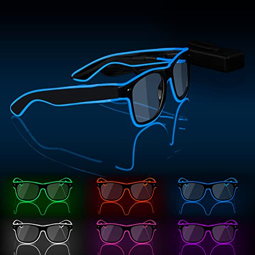 Ainiv LED Brille, Leuchten Brille, Verdrahtet Neon Rave Brille, Flashing LED Sonnenbrille Kostüme, Flashing LED Brillen, Led Glasses, Partybrille, Party Led Brille für Party, EDM, Halloween von Ainiv