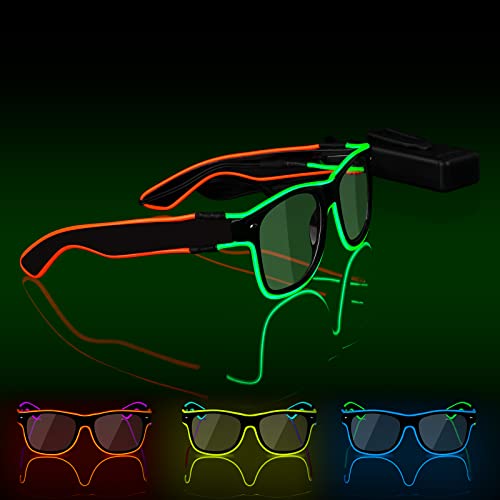 Ainiv LED Brille, Leuchten Brille, Verdrahtet Neon Rave Brille, Flashing LED Sonnenbrille Kostüme, Flashing LED Brillen, Led Glasses, Partybrille, Party Led Brille für Party, EDM, Halloween von Ainiv