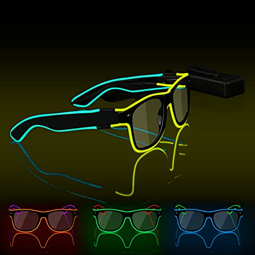 Ainiv LED Brille, Leuchten Brille, Verdrahtet Neon Rave Brille, Flashing LED Sonnenbrille Kostüme, Flashing LED Brillen, Led Glasses, Partybrille, Party Led Brille für Party, EDM, Halloween von Ainiv