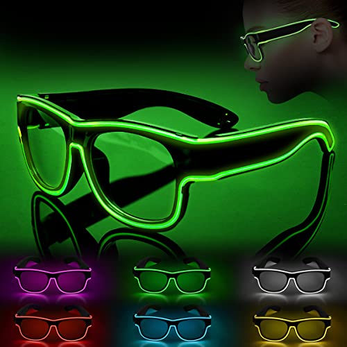 Ainiv LED Leuchtbrille, Led Brille, Kabellos Party Brille, LED Party Brille, Leuchten Sie Neon Rave Brille Glow, Flashing LED Brille Kostüme für Party, EDM, Karneval, Halloween (Blau) von Ainiv