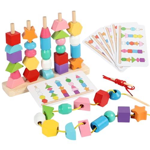 Ainiv Montessori Spielzeug ab 3 4 5 6 Jahre, Holzspielzeug Steckspiel, Fädelspiel Sortierspiel für Kinder, Stapelspiel Motorikspielzeug Lernspiele Geschenk für Baby Junge Mädchen Ainiv Montessori Spielzeug ab 3 4 5 6 Jahre, Holzspielzeug Steckspiel, Fädelspiel Sortierspiel für Kinder, Stapelspiel Motorikspielzeug Lernspiele Geschenk für Baby Junge Mädchen von Ainiv