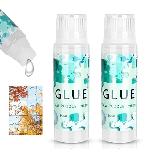 Ainiv Transparenter Puzzlekleber, Puzzle Kleber 2 X 120 ml, Puzzle Kleber Transparent mit Schwammkopf, Puzzle Glue um Puzzle zu Fixieren und Aufzuhängen, Puzzle Klebefolie von Ainiv