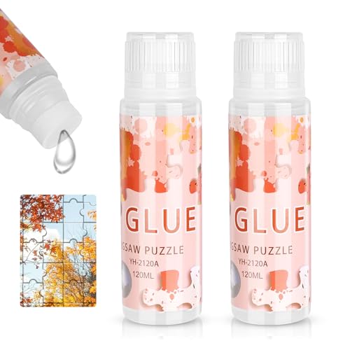 Ainiv Transparenter Puzzlekleber, Puzzle Kleber 2 X 120 ml, Puzzle Kleber Transparent mit Schwammkopf, Puzzle Glue um Puzzle zu Fixieren und Aufzuhängen, Puzzle Klebefolie von Ainiv