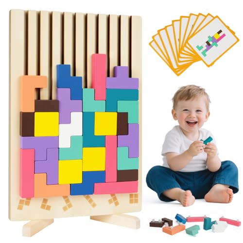 Ainiv Holzpuzzle Knobelspiele, Wooden Stacking Puzzle, Montessori Spielzeug Spiel Holz, 3D Gehirn Puzzle mit 10 Karten, Lernspielzeug, Intelligenz Jigsaw, Gehirn Spielzeug, Geschenk für Kinder Ainiv Holzpuzzle Knobelspiele, Wooden Stacking Puzzle, Montessori Spielzeug Spiel Holz, 3D Gehirn Puzzle mit 10 Karten, Lernspielzeug, Intelligenz Jigsaw, Gehirn Spielzeug, Geschenk für Kinder von Ainiv