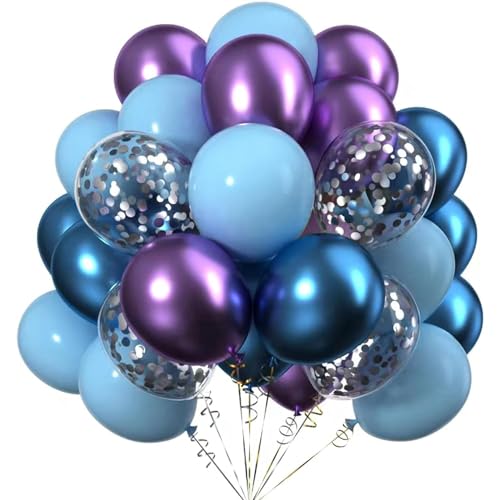 Ainmto 50 Stück 12 Zoll Luftballons Blau Lila,Helium Konfetti Ballons für Geburtstag, Hochzeiten von Ainmto