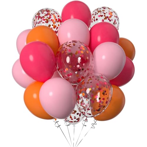 Ainmto 50 Stück 12 Zoll Luftballons Mattes Rosa und Orange,Helium Konfettis Ballons für Geburtstag, Hochzeiten von Ainmto