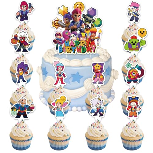 25 Stück Happy Birthday Tortendeko, Brwl Strs Tortendeko Set, Cartoon Kuchen Deko, Cartoon Tortenfiguren Set Kinder Party Geburtstag Kuchen Dekoration für Mädchen Junge 25 Stück Happy Birthday Tortendeko, Brwl Strs Tortendeko Set, Cartoon Kuchen Deko, Cartoon Tortenfiguren Set Kinder Party Geburtstag Kuchen Dekoration für Mädchen Junge von Ainvliya