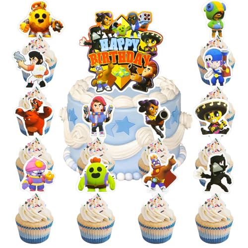 25 Stück Happy Birthday Tortendeko, Brwl Strs Tortendeko Set, Cartoon Kuchen Deko, Cartoon Tortenfiguren Set Kinder Party Geburtstag Kuchen Dekoration für Mädchen Junge 25 Stück Happy Birthday Tortendeko, Brwl Strs Tortendeko Set, Cartoon Kuchen Deko, Cartoon Tortenfiguren Set Kinder Party Geburtstag Kuchen Dekoration für Mädchen Junge von Ainvliya