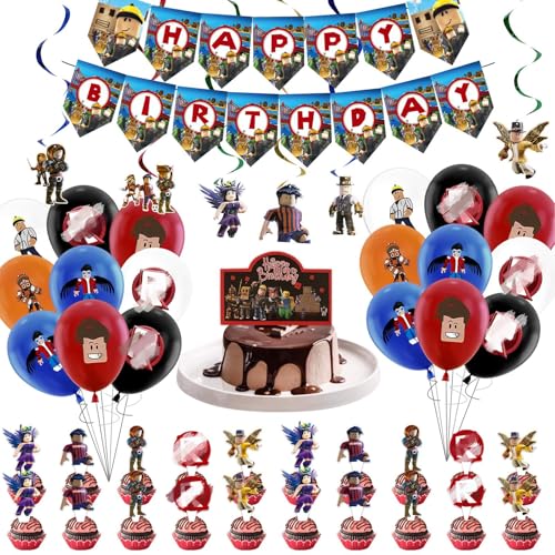 50PCS Rob-lx Geburtstag Deko, Luftballon, Kinder Geburtstag Ballons, Party Deko mit Happy Birthday Banner Swirl Dekorationen und Tortendeko für Jungen Mädchen 50PCS Rob-lx Geburtstag Deko, Luftballon, Kinder Geburtstag Ballons, Party Deko mit Happy Birthday Banner Swirl Dekorationen und Tortendeko für Jungen Mädchen von Ainvliya