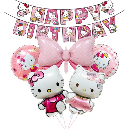 6 Stück Kity Cat Geburtstagsdeko Set, Cartoon Kindergeburtstag Deko, Cute Folienballon Geburtstag Dekoration Set für Kinder Mädchen Katzen kity Themenpartys Dekorationen 6 Stück Kity Cat Geburtstagsdeko Set, Cartoon Kindergeburtstag Deko, Cute Folienballon Geburtstag Dekoration Set für Kinder Mädchen Katzen kity Themenpartys Dekorationen von Ainvliya