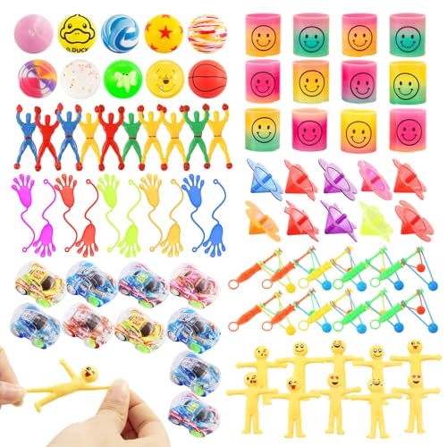 82Pcs Mitgebsel Kindergeburtstag Set - Flummis Party Spielzeug Give Aways Kindergeburtstag Set Kreisel Geburtstags Deko Kinder für Party Zubehör Geschenk Geburtstag Mädchen Jungen SchüLerbelohnung von Ainvliya