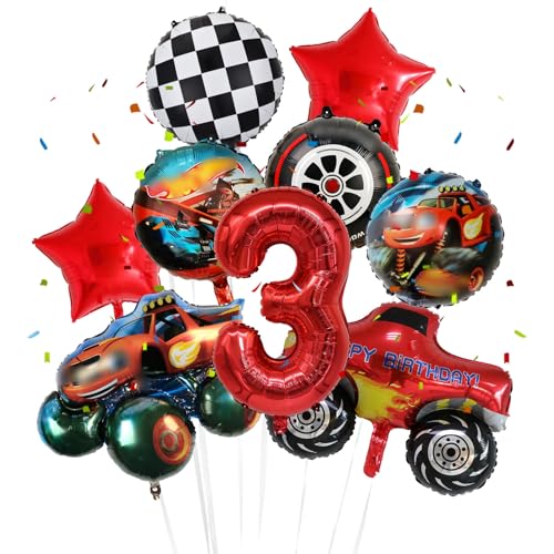 Auto Geburtstagsdeko 3 Jahre Wheels Luftballons Jungen- Kindergeburtstag Deko Car Folienballon Happy Birthday Geburtstag Balloon Partyzubehör für Kinder Racing Theme Party Geburtstag Supplies ballon von Ainvliya