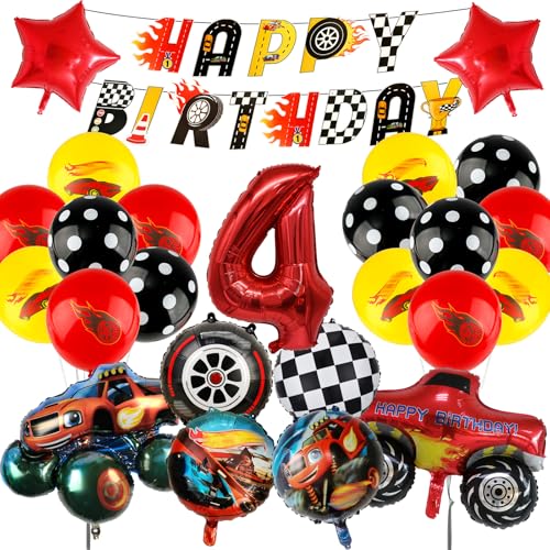 Auto Geburtstagsdeko 4 Jahre Jungen Luftballons- Wheels Kindergeburtstag Deko Folienballon Happy Birthday Geburtstag Balloon Banner für Kinder Party Hintergrunden Supplies Deko Auto Geburtstagsdeko 4 Jahre Jungen Luftballons- Wheels Kindergeburtstag Deko Folienballon Happy Birthday Geburtstag Balloon Banner für Kinder Party Hintergrunden Supplies Deko von Ainvliya