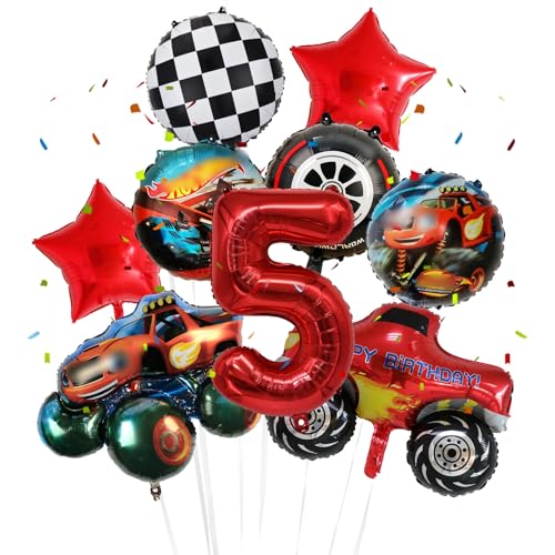 Auto Geburtstagsdeko 5 Jahre Wheels Luftballons Jungen- Kindergeburtstag Deko Car Folienballon Happy Birthday Geburtstag Balloon Partyzubehör für Kinder Racing Theme Party Geburtstag Supplies ballon von Ainvliya