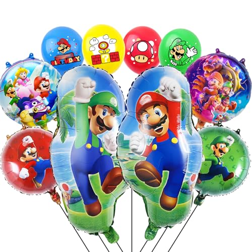 14 Stück Super Bro Geburtstagsdeko Folienballon Set, Cute Kindergeburtstag Deko, Cartoon Luftballons Geburtstag Dekoration Set für Kinder Jungen Mädchen 14 Stück Super Bro Geburtstagsdeko Folienballon Set, Cute Kindergeburtstag Deko, Cartoon Luftballons Geburtstag Dekoration Set für Kinder Jungen Mädchen von Ainvliya