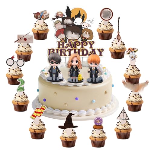 16 Stück Wizard Tortendeko Set, Wizard Figuren Tortendeko Magier Kuchen Deko, Cartoon Tortenfiguren Set Kinder Party Geburtstag Kuchen Dekoration für Mädchen Junge 16 Stück Wizard Tortendeko Set, Wizard Figuren Tortendeko Magier Kuchen Deko, Cartoon Tortenfiguren Set Kinder Party Geburtstag Kuchen Dekoration für Mädchen Junge von Ainvliya