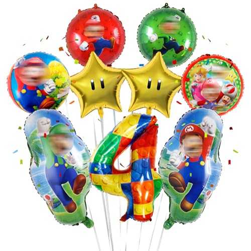 Geburtstagsdeko 4 Jahre Super Luftballons Jungen Mädchen- Kindergeburtstag Deko Bros Folienballon Happy Birthday Geburtstag Balloon Partyzubehör für Kinder Theme Party Geburtstag Supplies Ballon Geburtstagsdeko 4 Jahre Super Luftballons Jungen Mädchen- Kindergeburtstag Deko Bros Folienballon Happy Birthday Geburtstag Balloon Partyzubehör für Kinder Theme Party Geburtstag Supplies Ballon von Ainvliya