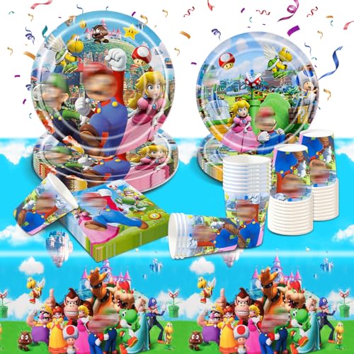 Geburtstagsdeko Partygeschirr Set- 51Pcs Geburtstag Geschirr Tableware Kindergeburtstag Teller Kit Partyzubehör Supplies mit Servietten Tischdecke Pappbecher Pappteller Kinder Party Deko für 10 Gäste Geburtstagsdeko Partygeschirr Set- 51Pcs Geburtstag Geschirr Tableware Kindergeburtstag Teller Kit Partyzubehör Supplies mit Servietten Tischdecke Pappbecher Pappteller Kinder Party Deko für 10 Gäste von Ainvliya
