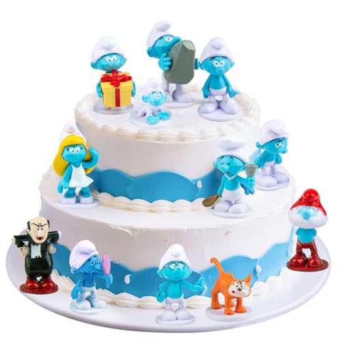 Schlümpfe Figuren Tortendeko, 12 Stück Tortendeko Blau Smurfs Set, schlümpfe tortenfiguren, Cartoon Tortenfiguren Set Geburtstag Kuchen Dekoration für Mädchen Junge Schlümpfe Figuren Tortendeko, 12 Stück Tortendeko Blau Smurfs Set, schlümpfe tortenfiguren, Cartoon Tortenfiguren Set Geburtstag Kuchen Dekoration für Mädchen Junge von Ainvliya