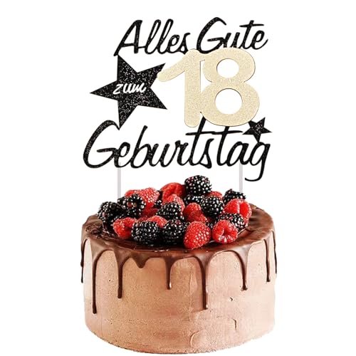 Tortendeko 18 Geburtstag Männer Frauen, 18 Geburtstag Alles Gute zum, 18th Birthday Cake Topper Kuchen Topper Kuchendeko, Happy 18th Birthday Kuchendeko, Gold Schwarz Frauen Männer von Ainvliya