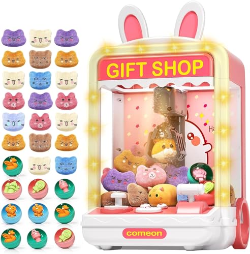 AIQI Candy Crabber, Kinder Greifautomat Süßigkeiten Spender mit 20 Plüschtiere und 10 Miniaturspielzeuge, Party Geburtstag Dispenser Grab Hand Slot Maschine mit Lichtern und Geräuschen für Mädchen von Aiqi