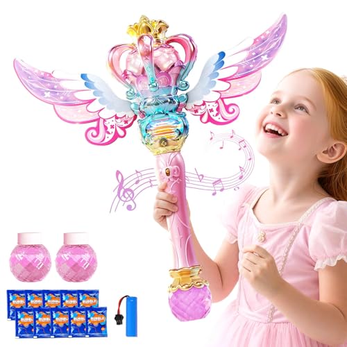 Elektrisch Seifenblasenspielzeug mit Seifenblasenlösung für Kinder, Seifenblasenstab mit Licht Musik, Outdoor Seifenblasenspielzeug für Party Hochzeit Spielzeug, Geschenk für 3+Jahre Mädchen-Rosa Elektrisch Seifenblasenspielzeug mit Seifenblasenlösung für Kinder, Seifenblasenstab mit Licht Musik, Outdoor Seifenblasenspielzeug für Party Hochzeit Spielzeug, Geschenk für 3+Jahre Mädchen-Rosa von Aiqi