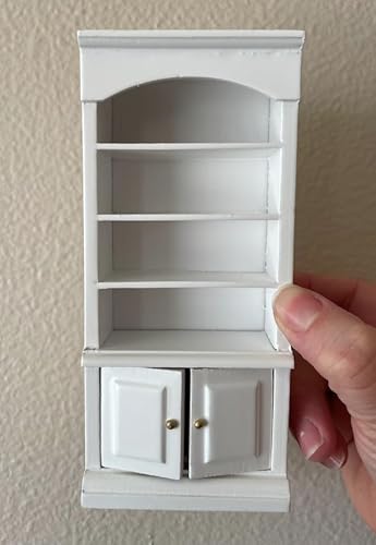 Miniatur-Bücherregal mit Schrank, 15,2 cm, Maßstab 1:12, Puppenhaus-Möbel, Weiß von Air-Ads Supplies